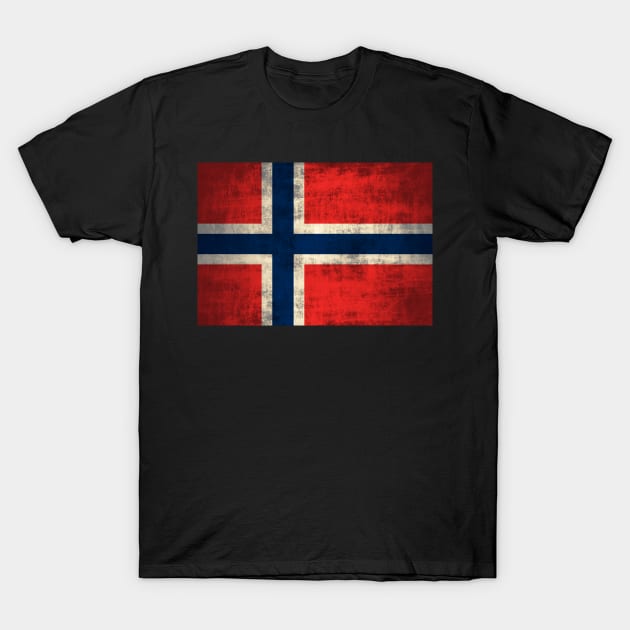 Vintage Rustic Flag Of Norway Norge Norwegian T-Shirt by E